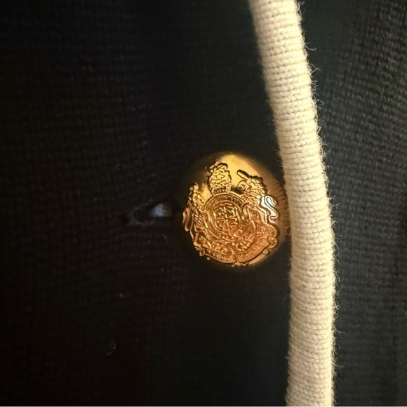 Ralph Lauren Navy Crest Logo Cotton Sweater Blazer with Gold Buttons - Picture 6 of 10